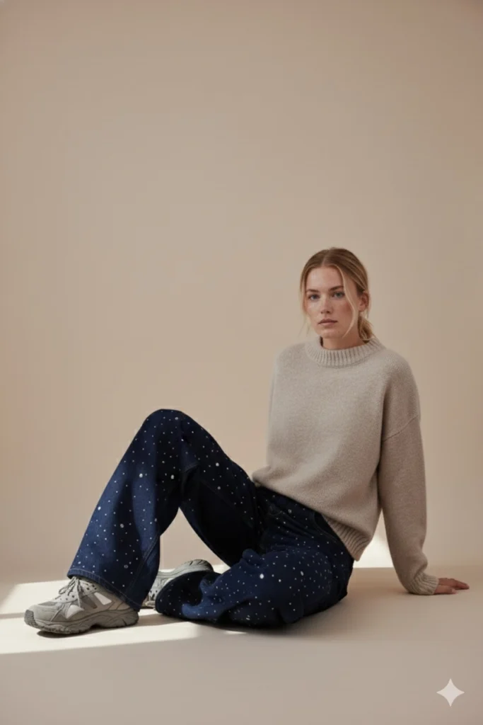 Asta Taşlı Denim Pantolon – görsel 3