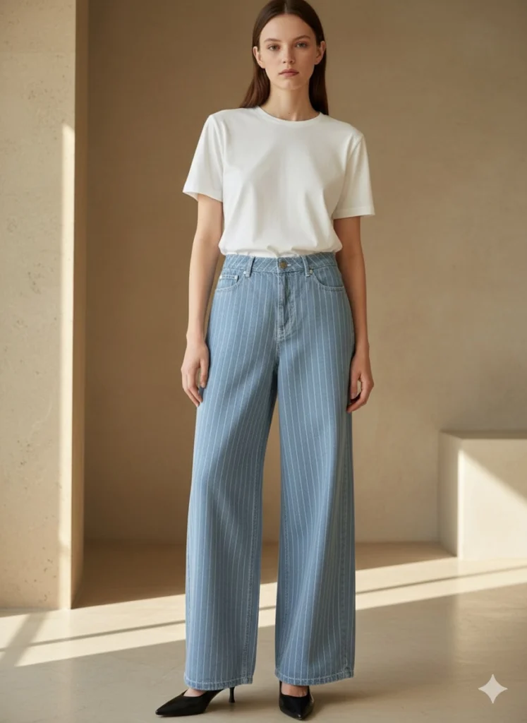 Zoa Çizgili Denim Pantolon – görsel 1