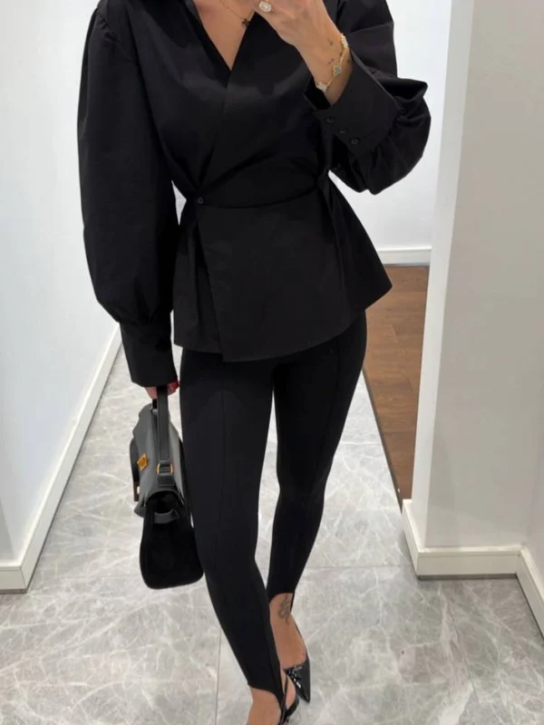 Zoey Siyah Poplin Gömlek